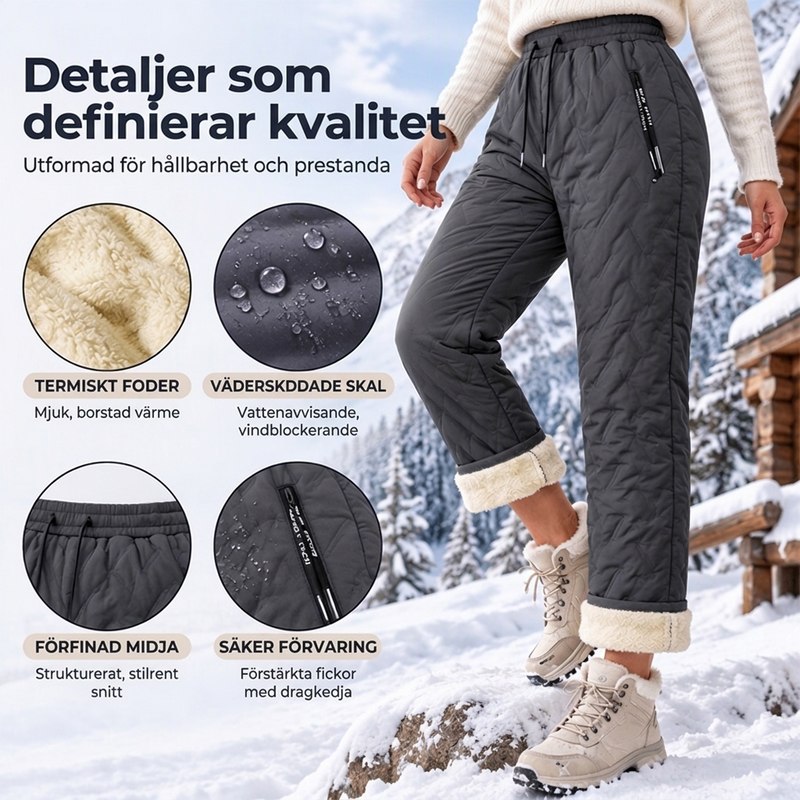 Vinterbyxor för kvinnor med tjockt, mjukt foder