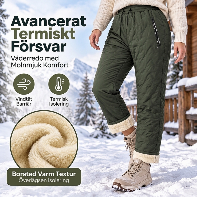 Vinterbyxor för kvinnor med tjockt, mjukt foder