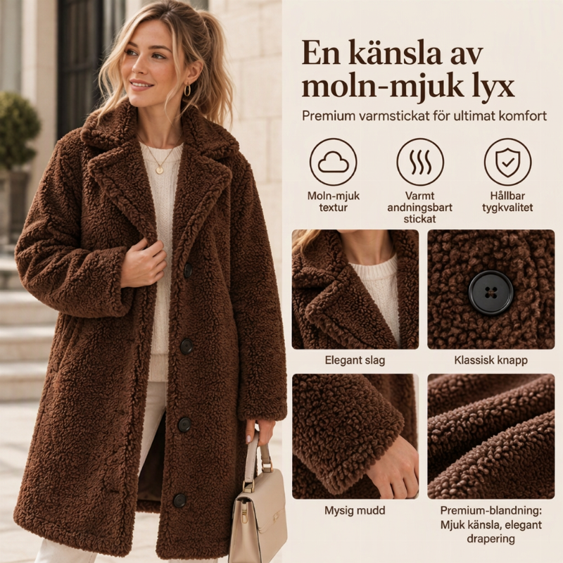 Varm plyschrock med knappar och kavajkrage för kvinnor – Mjuk, elegant och bekväm i vinterkylan 🧥❄️✨