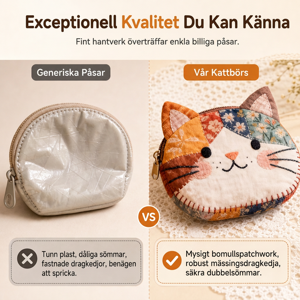 🎁Söt lapptäcks-katt mini-myntväska och bärbart kortfodral🎁 liten kreativ påse för flickor