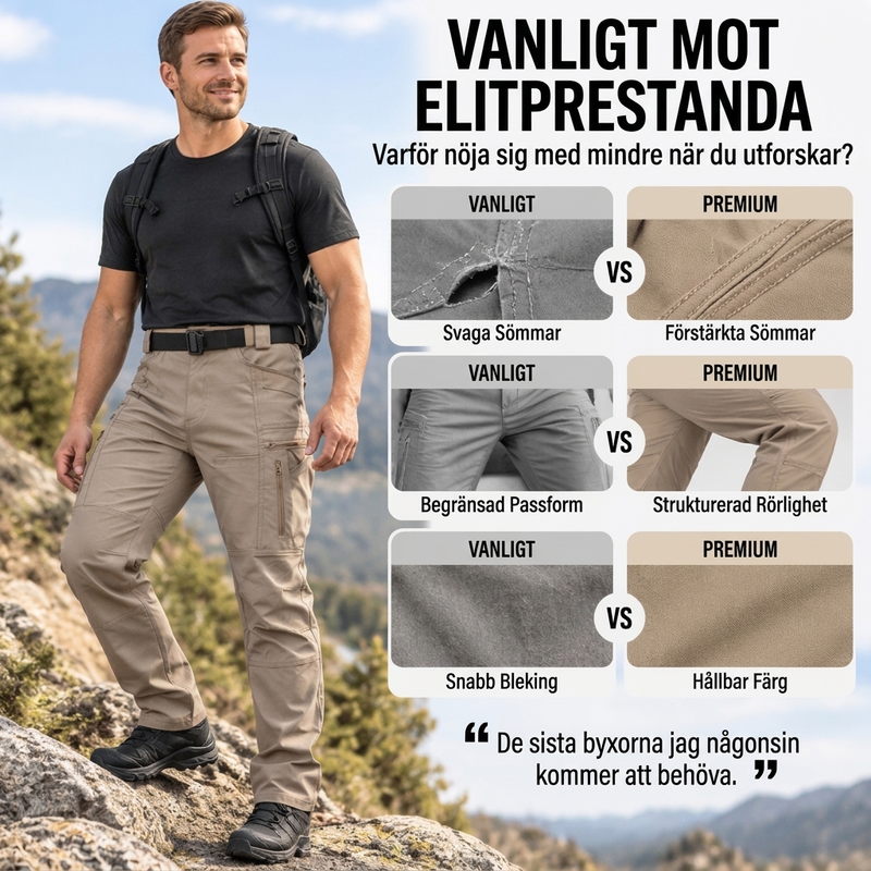 💪Smala utomhusbyxor i cargostil för män