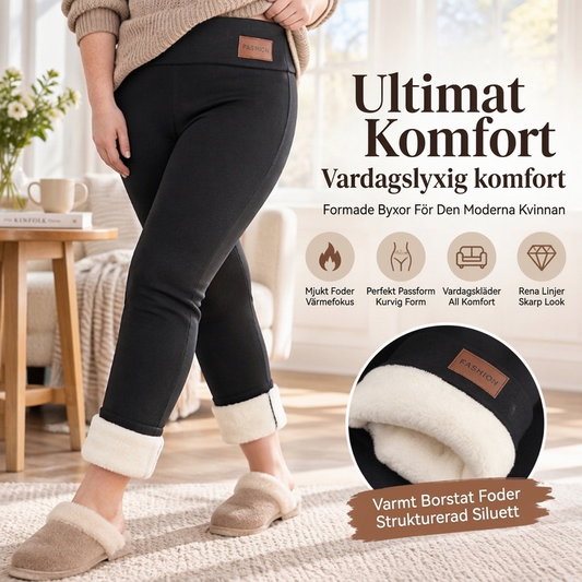 Termiska byxor med hög midja och fleecefoder för kvinnor