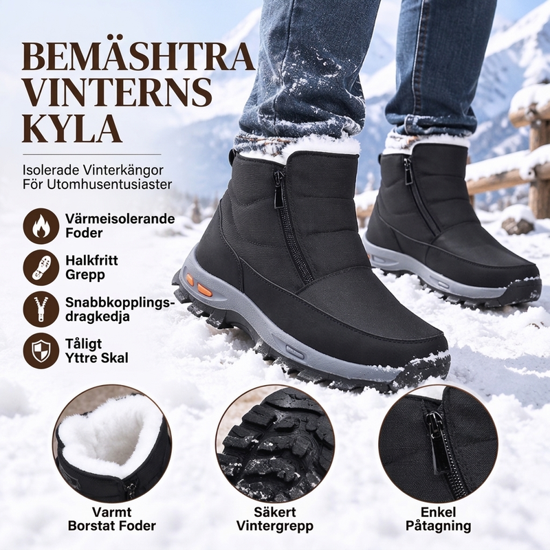 ❄️Vinterkängor för män, mjuka och varma, halkfria och vattentäta