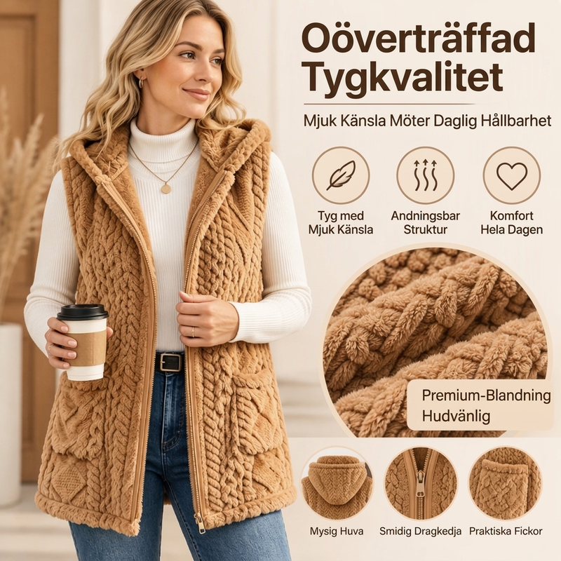🚚 Fri frakt❄️Mjuk dubbelsidigt fluffigt huvväst till kvinnor