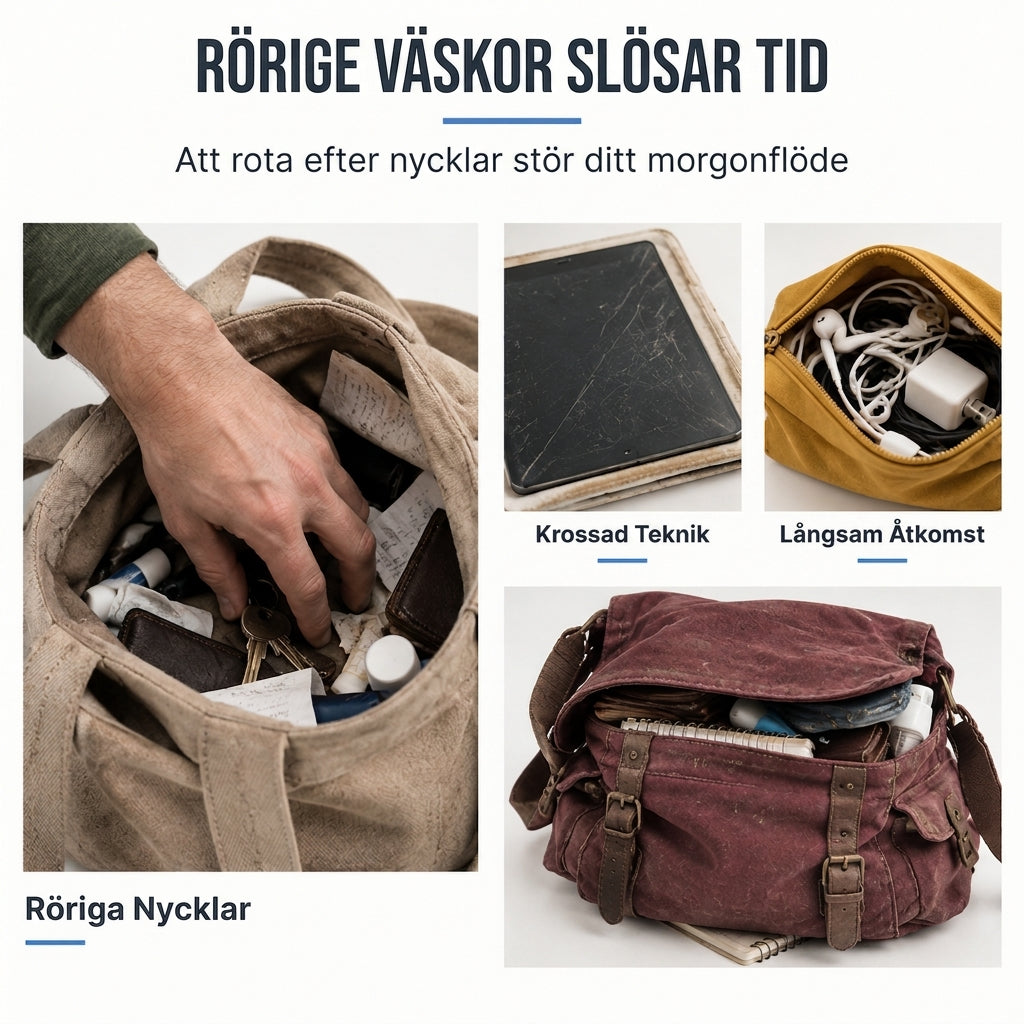 Stor crossbody-väska för män, hållbar axelväska med flera fickor för affärer och vardagligt bruk
