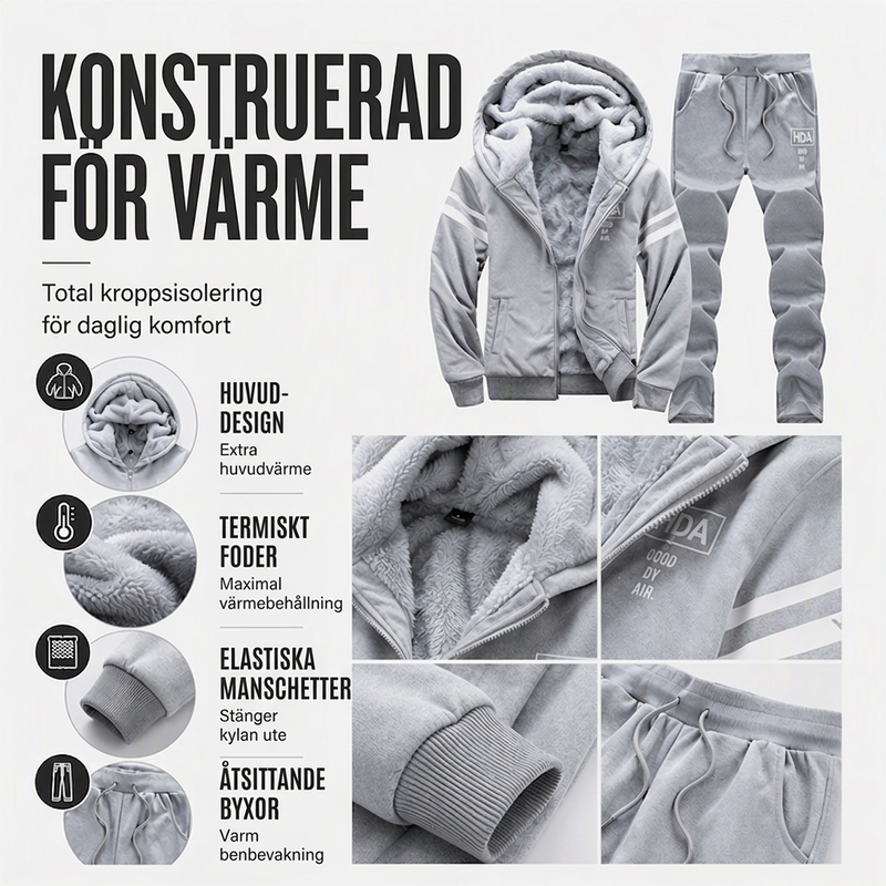 💋Njut av en 30-dagars problemfri returpolicy!✅️Set med tjockare huvtröja och byxor för herrar