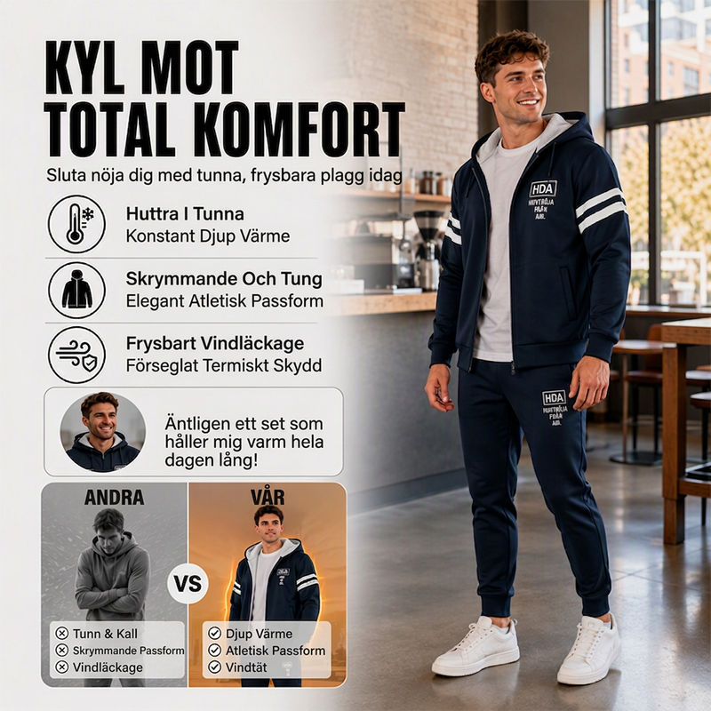 💋Njut av en 30-dagars problemfri returpolicy!✅️Set med tjockare huvtröja och byxor för herrar
