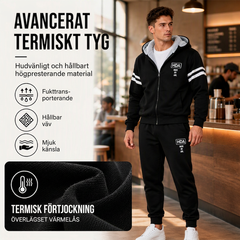 💋Njut av en 30-dagars problemfri returpolicy!✅️Set med tjockare huvtröja och byxor för herrar