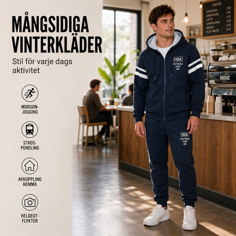 💋Njut av en 30-dagars problemfri returpolicy!✅️Set med tjockare huvtröja och byxor för herrar
