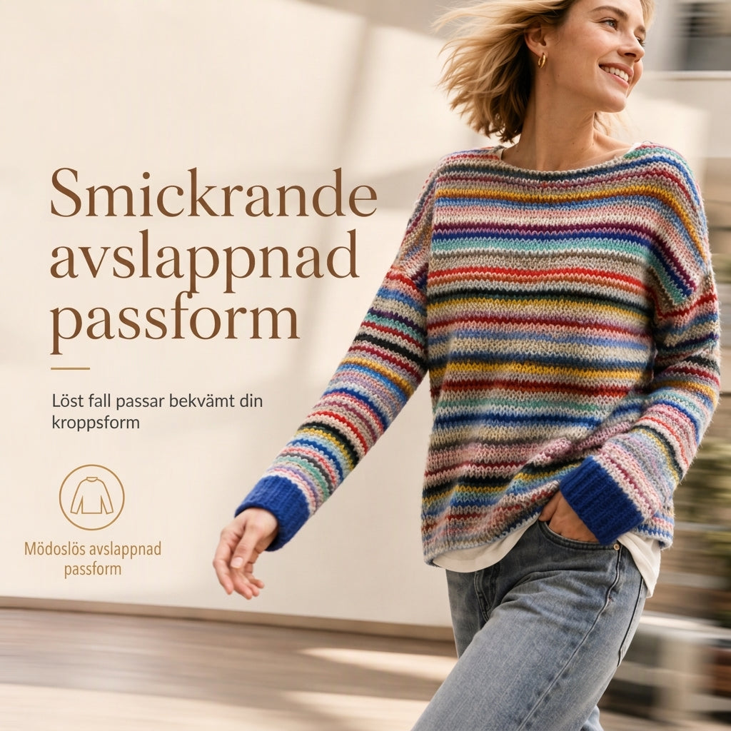 Lös sitttröja i färglåda med rund hals för kvinnor