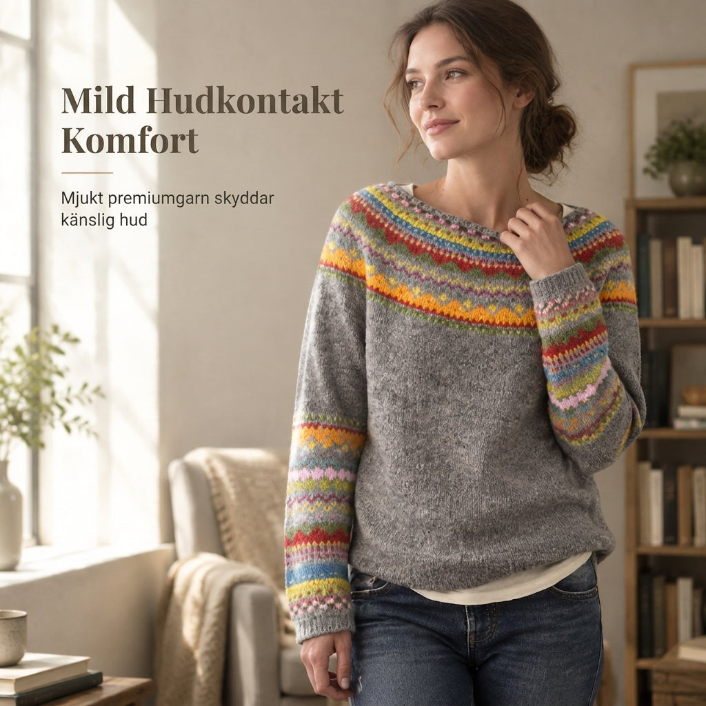 Lös sitttröja i färglåda med rund hals för kvinnor