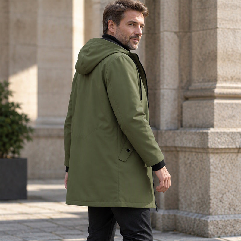 💥 SUPERERBJUDANDE 🧥 Vindjacka för män i trenchcoat-stil med huva ✨ Medellång, modern stil & bekväm för vardagsbruk