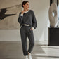 Kvinnors avslappnade våffelstickad 2-delad set