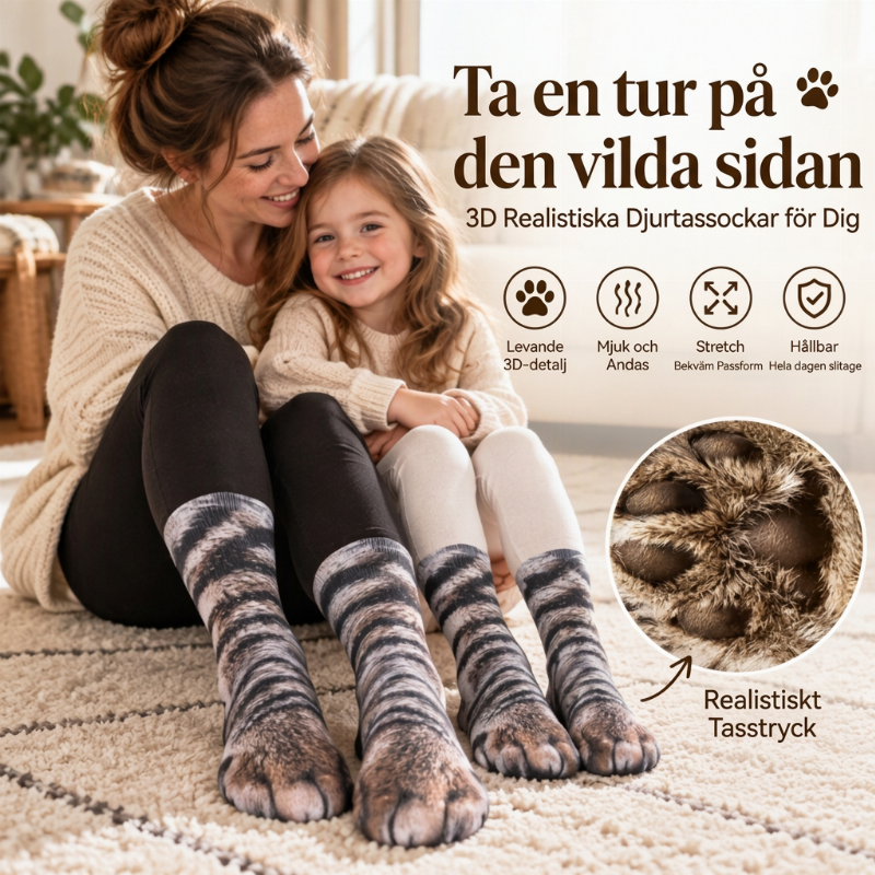 ⏰Nu eller aldrig!⏰ Unisex-strumpor för vuxna och djur med tassar för barn