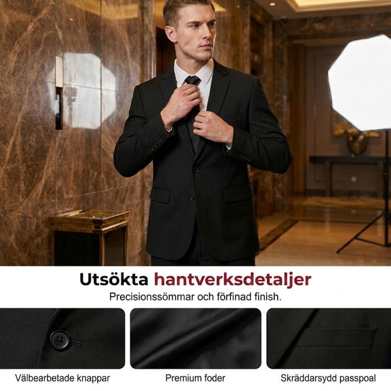 🤵 50% RABATT NU! 💼 Herr Tvådelad Kostym i Modern Passform – Andningsbar, Skrynkelfri & Professionell Stil ✨